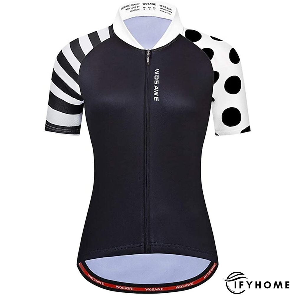 WOSAWE Women's Cycling Jersey Short Sleeve Bike Jersey Top with 3 Rear Pockets Mountain Bike MTB Road Bike Cycling Windproof Breathable Quick Dry Reflective Strips Black Green Red Patchwork Dot Sports | IFYHOME