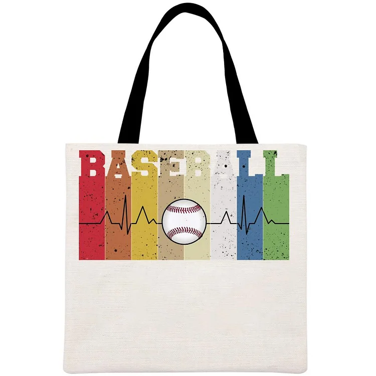 Baseball Heart Beat Printed Linen Bag-Annaletters