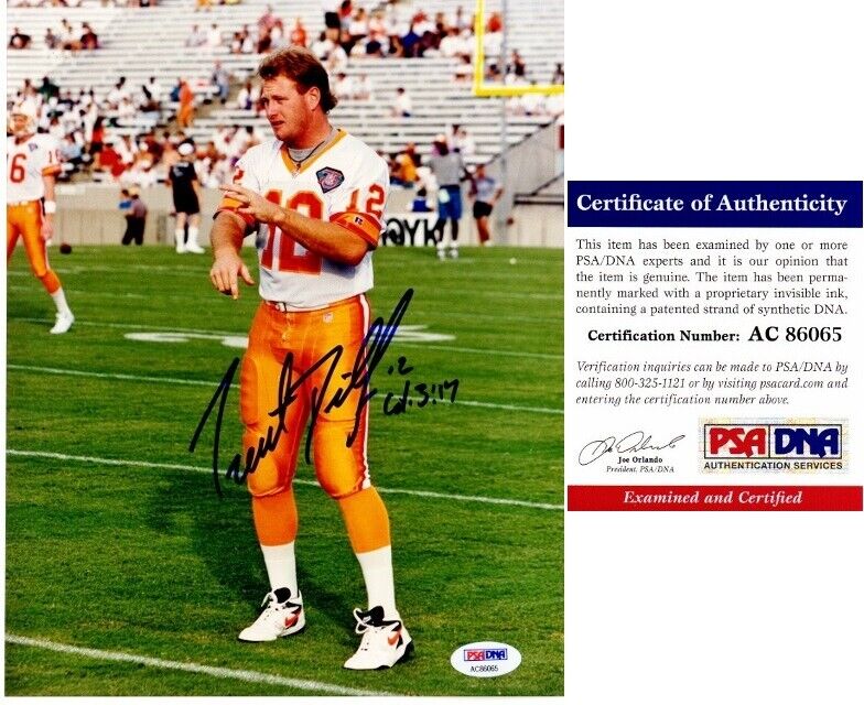 Trent Dilfer Signed Tampa Bay Buccaneers Bucs ROOKIE 8x10 inch Photo Poster painting - PSA/DNA