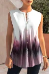 Plus Szie Ombre Print Button Up Tank Top