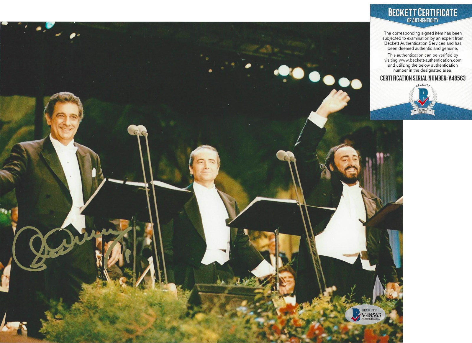 OPERA SINGER PLACIDO DOMINGO SIGNED 3 TENORS 8x10 Photo Poster painting 2 PROOF BECKETT COA BAS