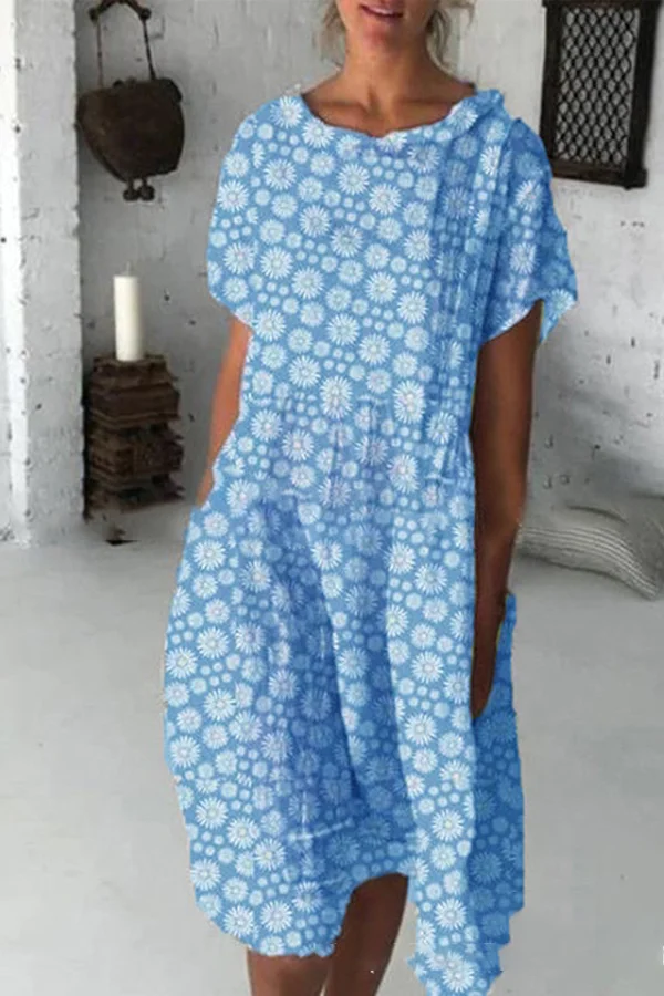 Printed Linen Mini Dress
