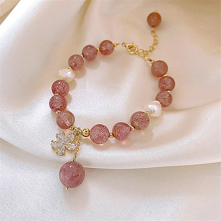 Flower Pendant Strawberry Quartz Bracelet KERENTILA