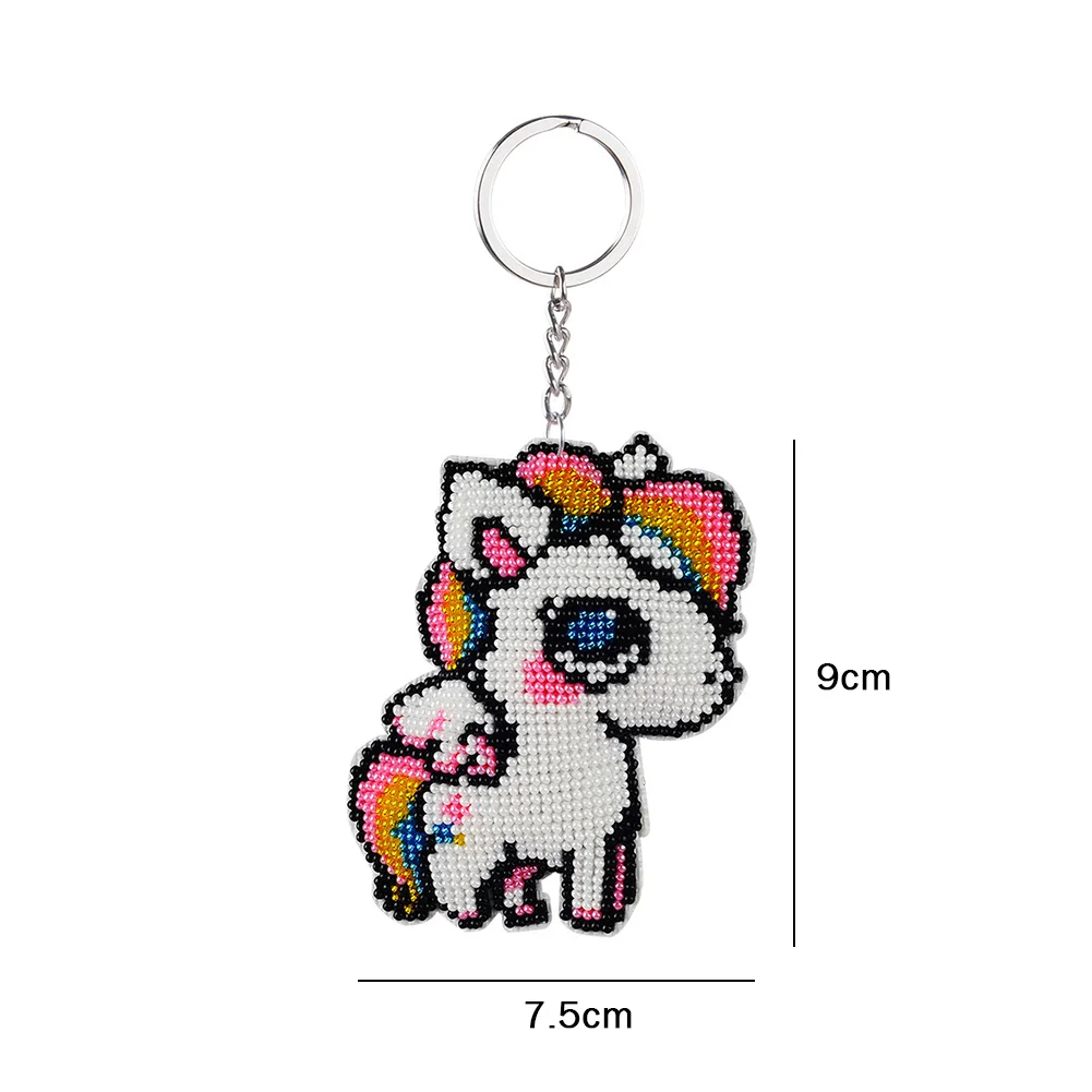 White Horse - Stamped Bead Embroidery - Keychain