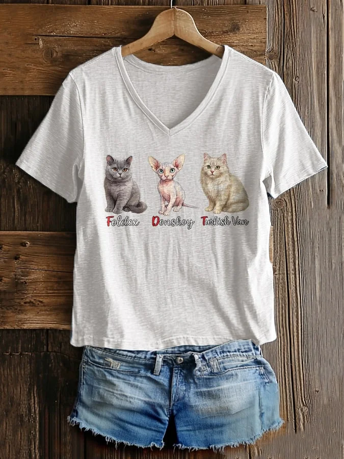 Women's FDT Print V-Neck T-Shirt  socialshop