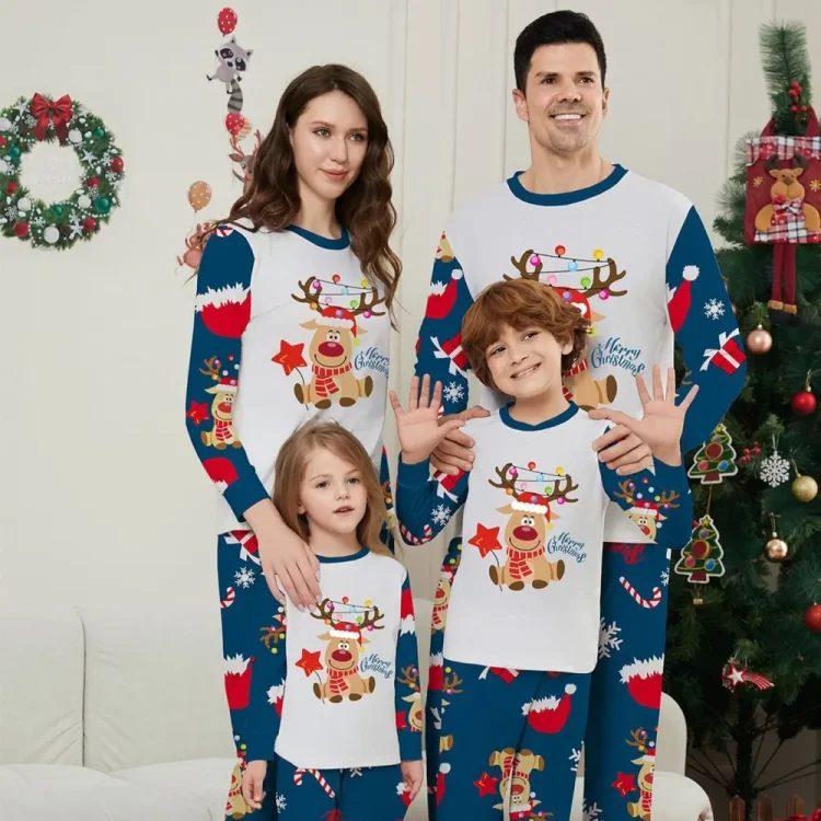 Christmas Fawn Printed Family Matching Christmas Pajamas Sets