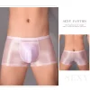 Men's glossy sexy U-convex ultra-thin elastic boxer briefs