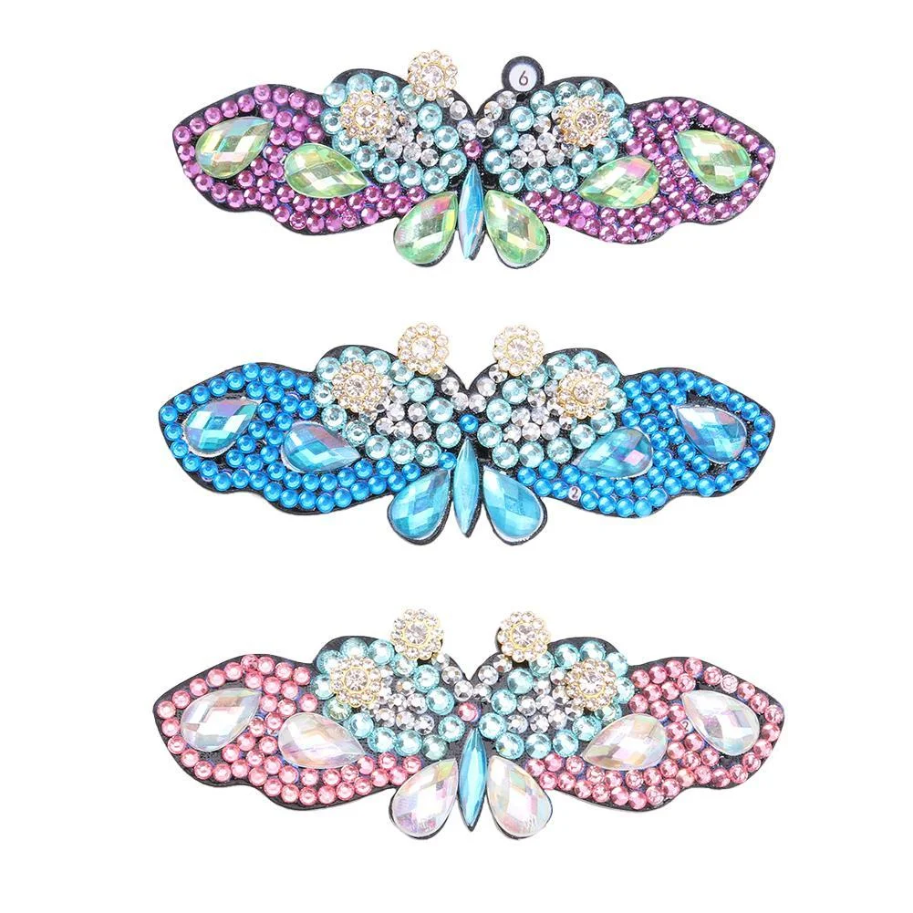 3pcs DIY Hair Clip -  Rhinestone - Butterfly Crystal Bowknot