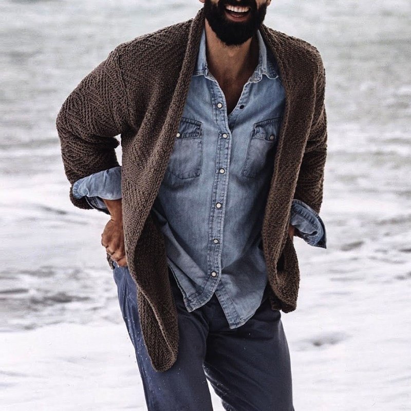 Men's Vintage Jacquard Button Knit Cardigan Sweater