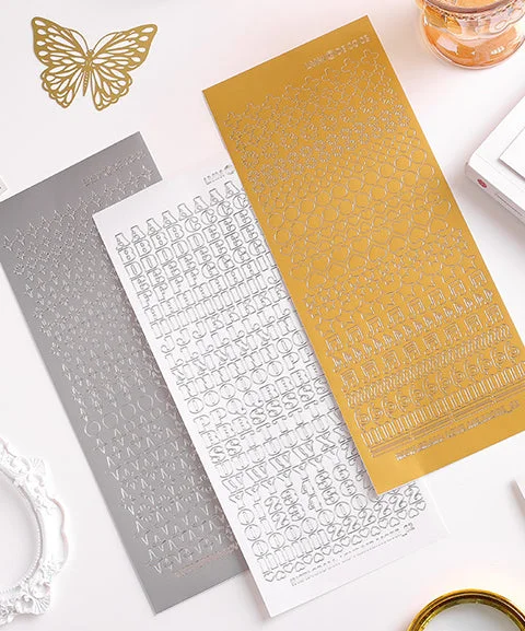 Gold and Silver Stamping Letter & Symbol Stickers-Himinee.com