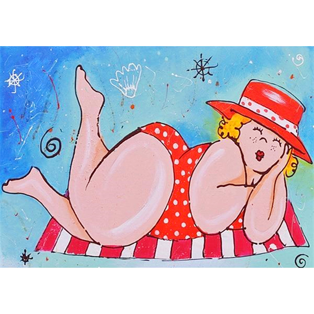 

40*30CM - Round Drill Diamond Painting - Fat Lady, 501 Original