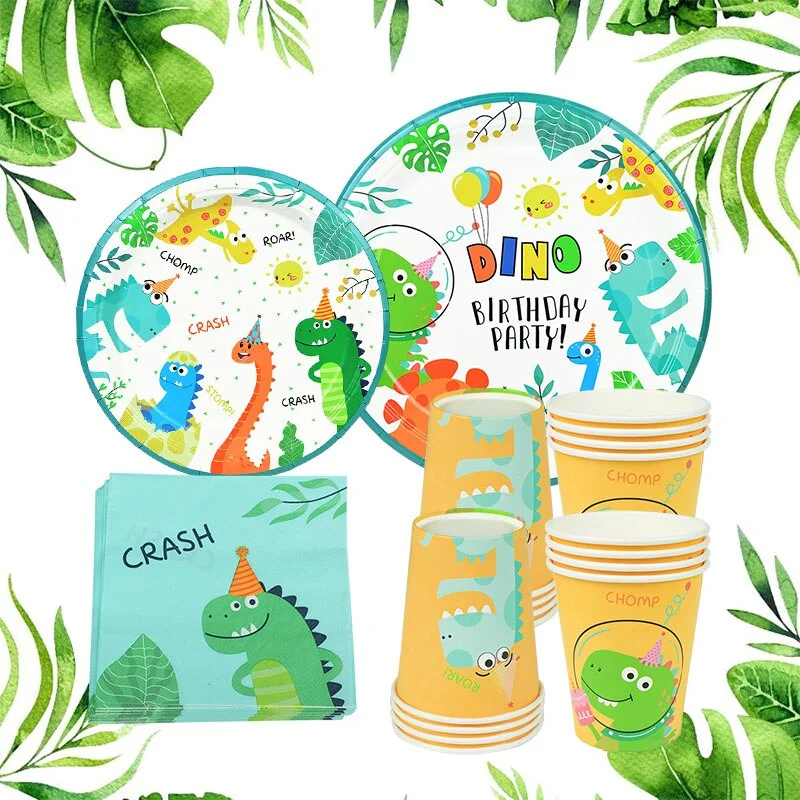 Dinosaur Theme Party Dinosaur Balloon Disposable Tableware Set Kids Boy Birthday Party Decoration Jungle Party Baby Shower Favor