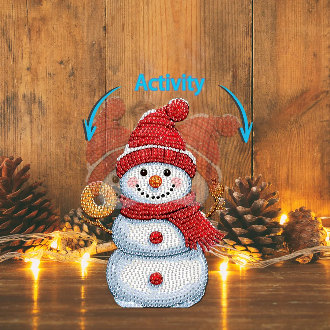 Snowman DIY Acrylic Shaking Head 5D DIY Diamond Art Tabletop Ornament Home Decor