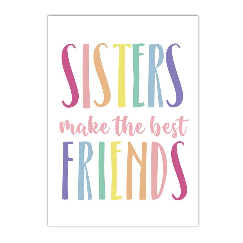 Custom Name Rainbow Canvas Painting Sisters Painting Poster Art Prints Heart Print Pictures Nursery Kids Girls Room Home Decor