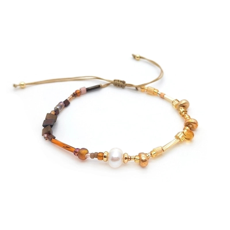 Minimalist Classic Style Round Freshwater Pearl Seed Bead Beaded Plating 18k Gold Plated Women’s Bracelets