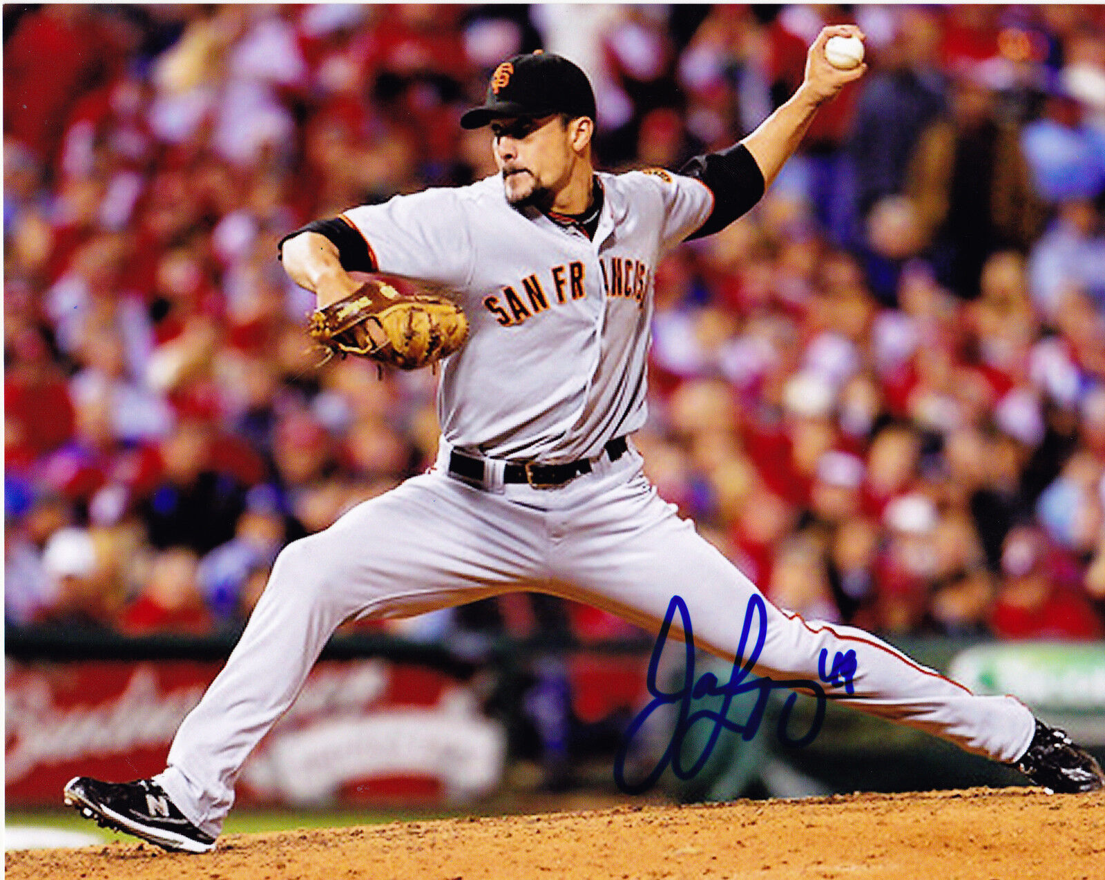 JAVIER LOPEZ SAN FRANCISCO GIANTS ACTION SIGNED 8X10