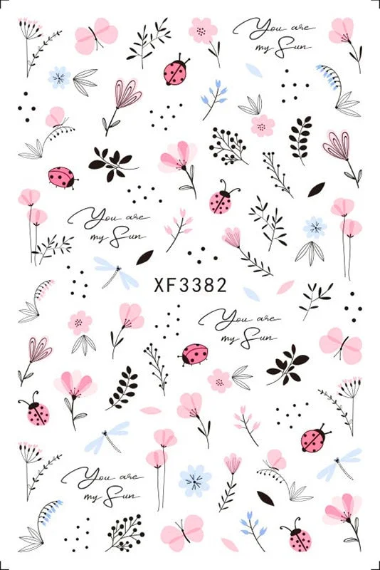 3D Nail Sticker Flowers Leaves Abstract Floral Decals And Sticker Nail Foils Slider Nail Art Decals Manicure Nails Accesories-Nail Inspo