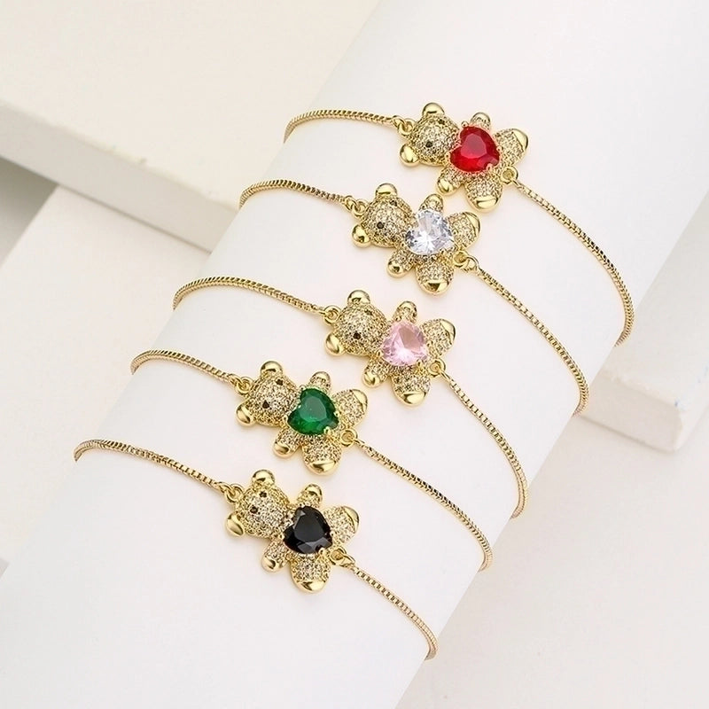 Fashion Bear Copper Inlay Zircon Bracelets 1 Piece