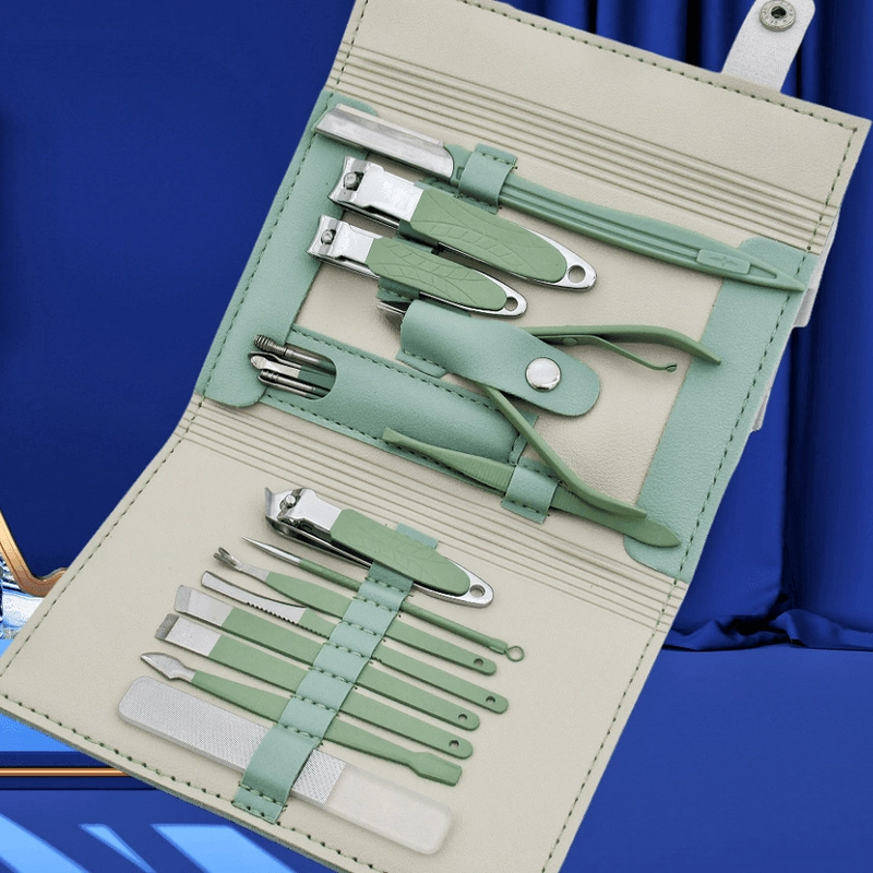 Spot Black 16-piece Set Nail Clippers Nail Clippers Manicure Tools Folding Bag Nail Clippers Set