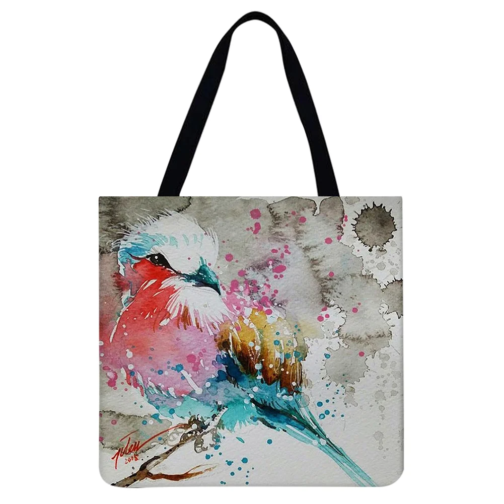 Linen Tote Bag - Colorful Bird