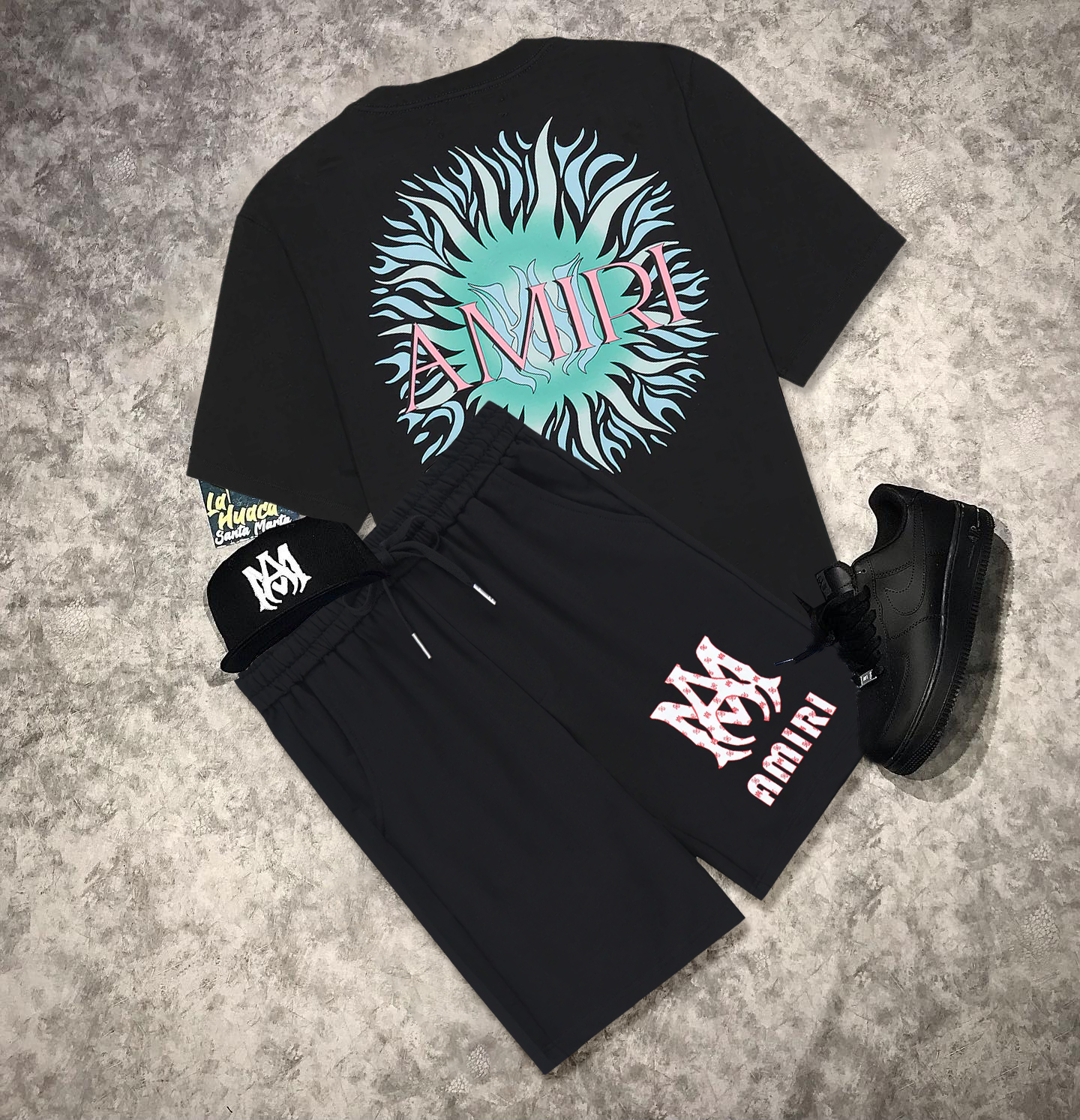 Amiri Logo Sun T-Shirt And Shorts Co-Ord