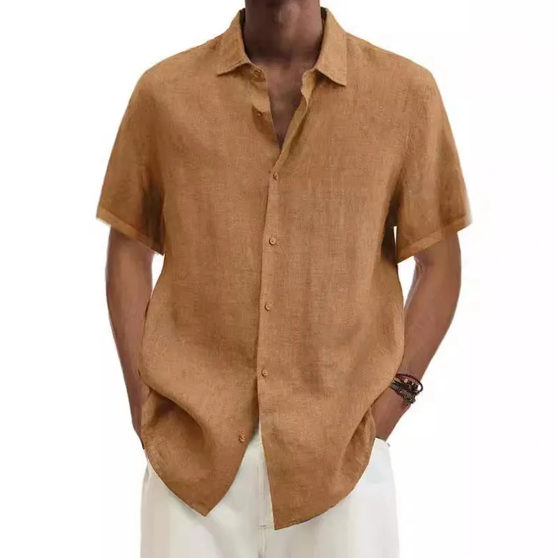 Uveng Uveng Explosion Summer V-Neck Button Cotton Cotton Pure Cotton Shirt Shirt Man Shirt Man