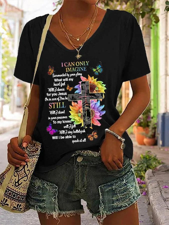 I Can Only Imagine Butterfly Printed Women's  T-shirt