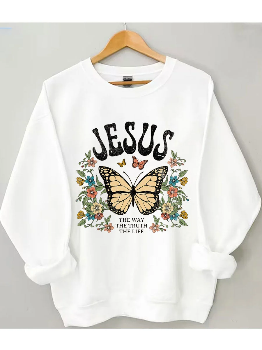 Jesus The Way The Truth The Life Boho Christian Sweatshirt