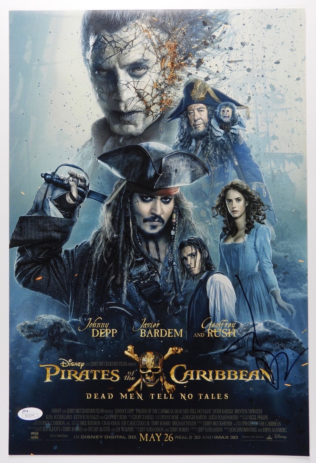 Johnny Depp Pirates Of The Caribbean Autograph Signed Photo Poster painting JSA 12 x18