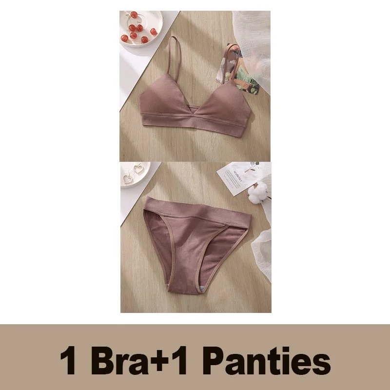 Bra Set Women's Underwear Push Up Bras Sexy Bralette Seamless Brassiere Gather Padded Female Wirefree Intimates Lingerie 2/3PCS