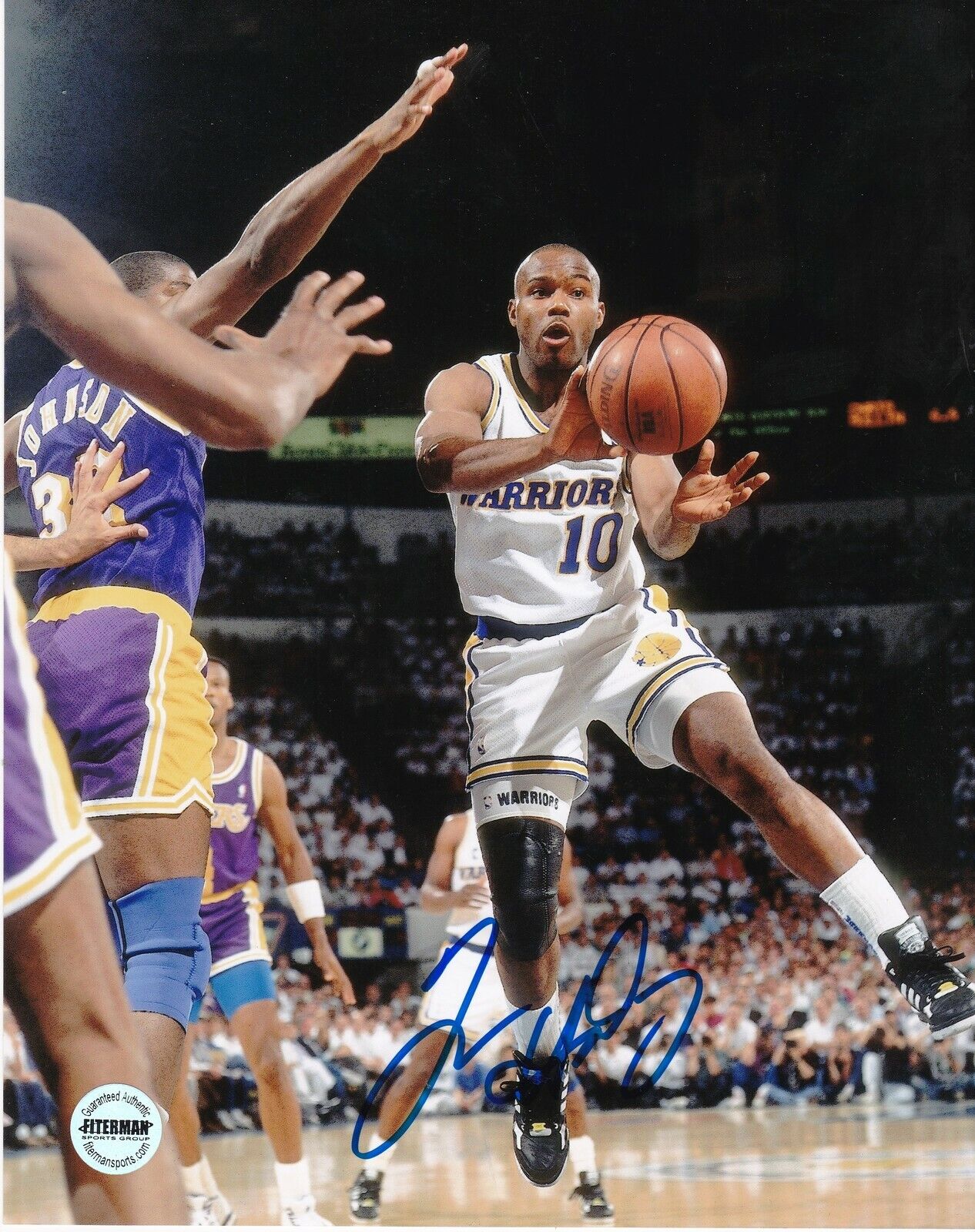 TIM HARDAWAY GOLDEN STATE WARRIORS ACTION SIGNED 8x10