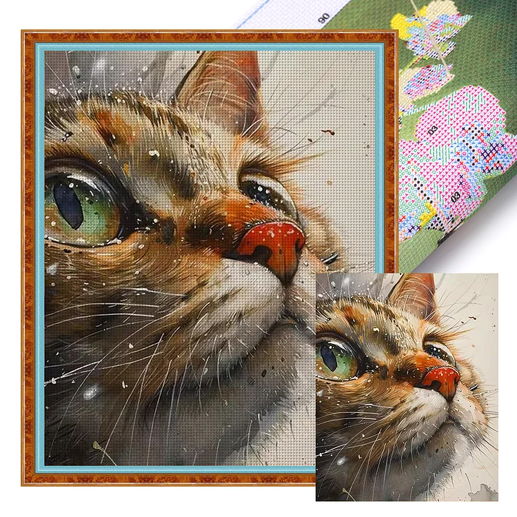 【Huacan Brand】Cat 45*55cm 11CT Stamped Canvas Cross Stitch gbfke