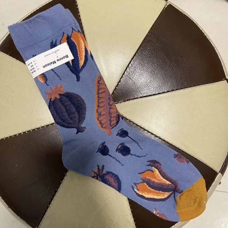 Women’s Minimalist Human Houndstooth Cotton Crew Socks A Pair