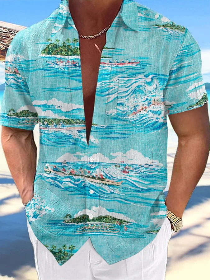 Men's Hawaiian Vacation Print Fashion Short Sleeve Shirt