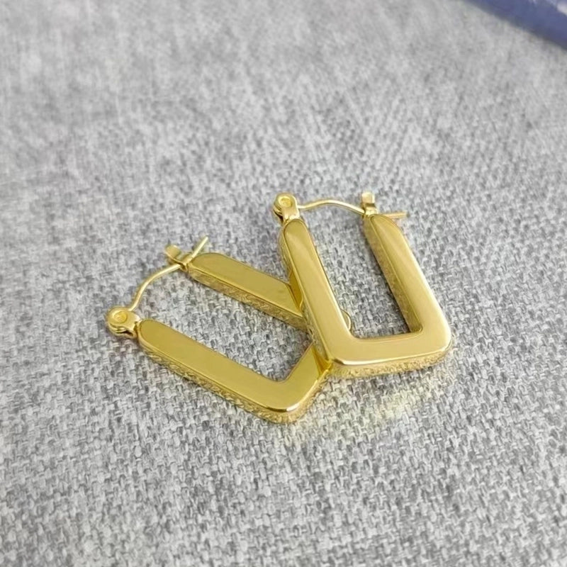 1 Pair Elegant Vintage Style Geometric Solid Color Plating Stainless Steel 18k Gold Plated Drop Earrings4