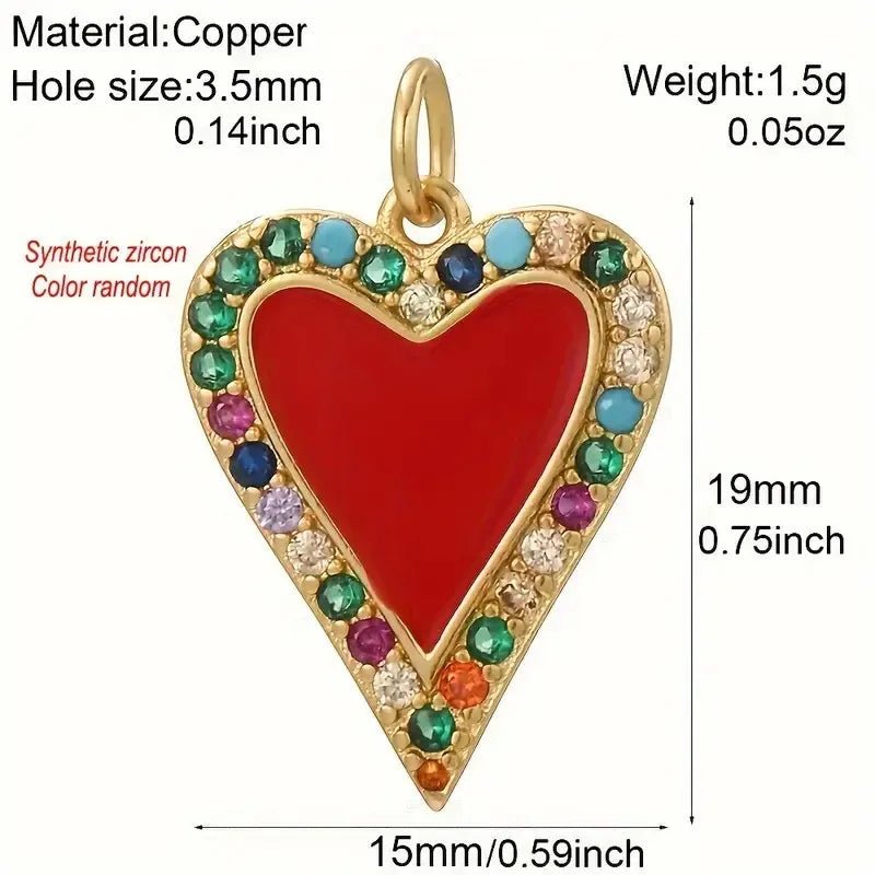 1 Piece 16 * 21mm Hole 3~3.9mm Copper Zircon 18K Gold Plated Angel Star Heart Shape Polished Pendant Jewelry Accessories