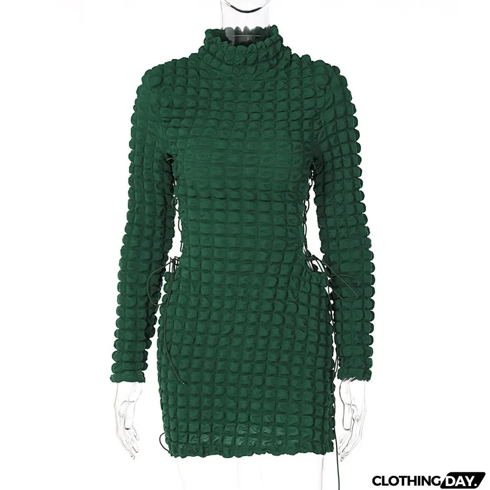 Women Summer Side Cutout Long Sleeve Bodycon Dress