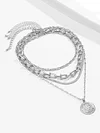 Embossed Portrait Pendant Geometric Chain Retro Multilayer Necklace