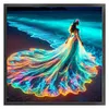 Girl In Fluorescent Skirt On The Beach - 11CT Stamped Cross Stitch - 45*45cm