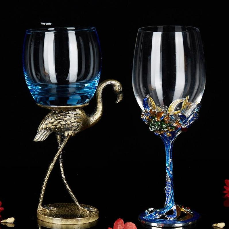 2-Piece Set Of Crystal Champagne Bird-Shaped Red Wine Glasses