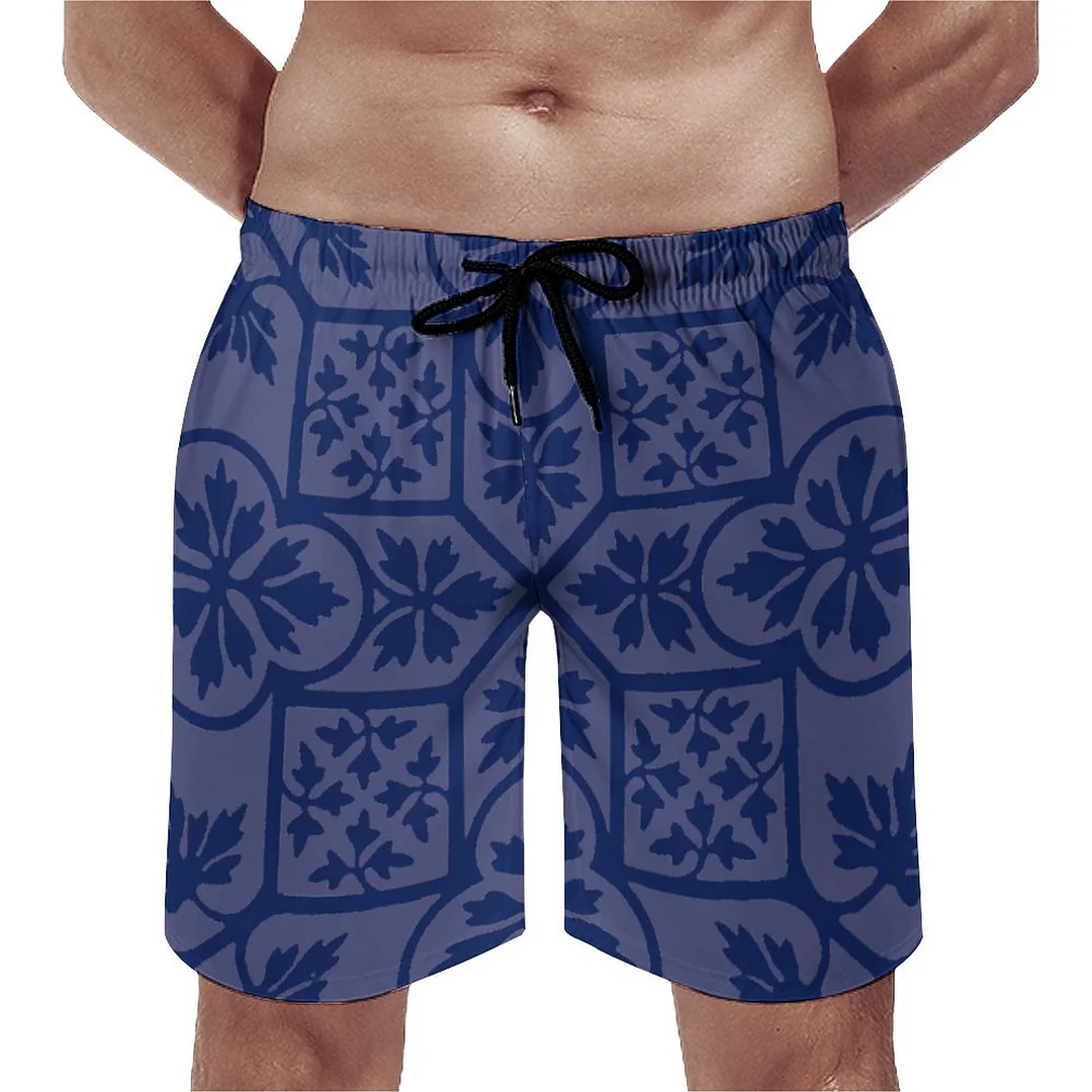 Augustus Pugin Vintage Leaf Men's Swim Trunks Summer Board Shorts Quick Dry Beach Short with Pockets