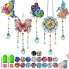 5pcs DIY Diamond Painting Wind Chimes Crystal Window Suncatcher Craft Set Birthday Gifts Home Garden Decor
