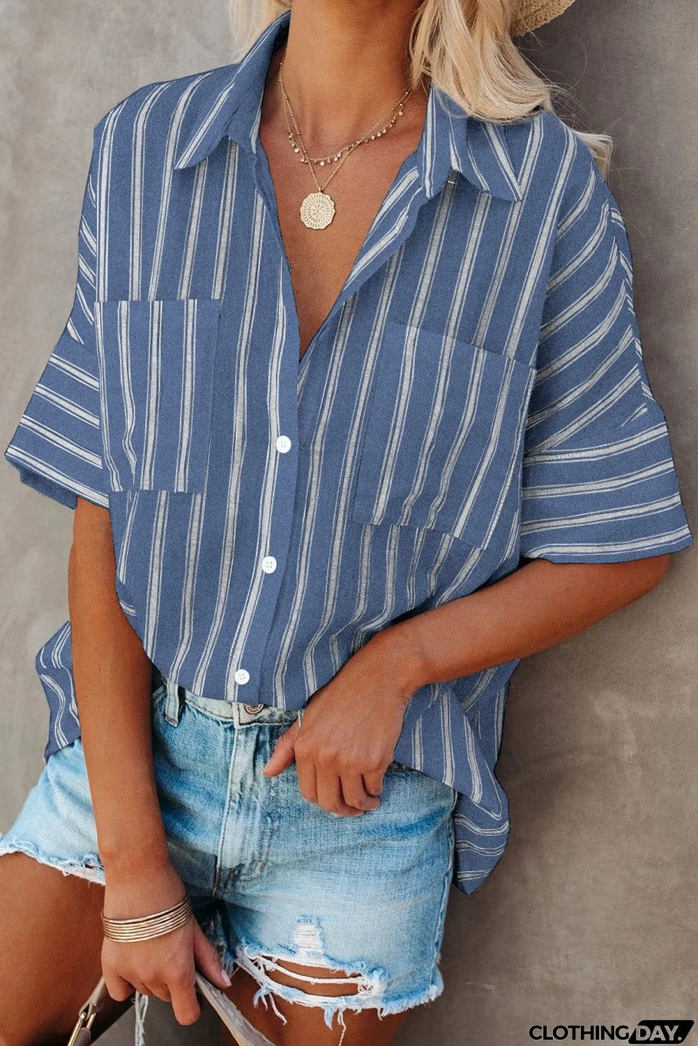 Pocketed Striped Shirt