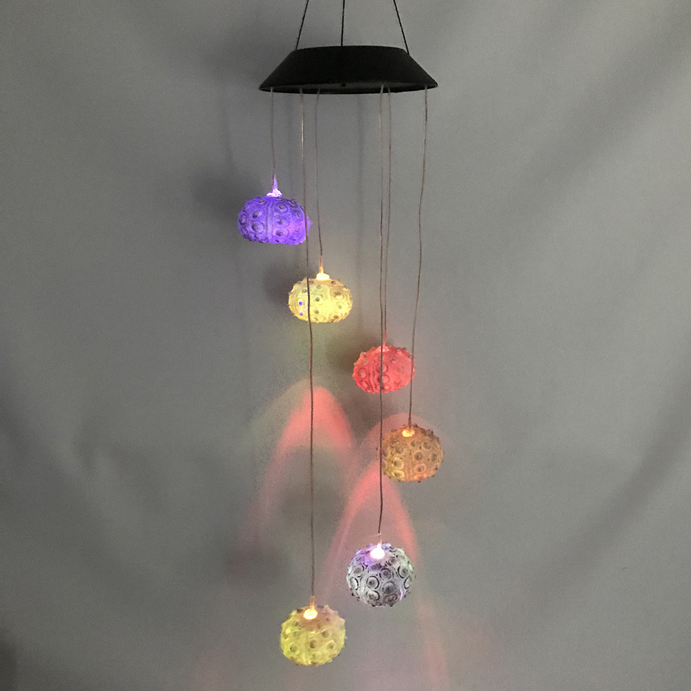 

7-Color LED Solar Grey Sea Urchin Hanging-Wine Chimes Light, 501 Original