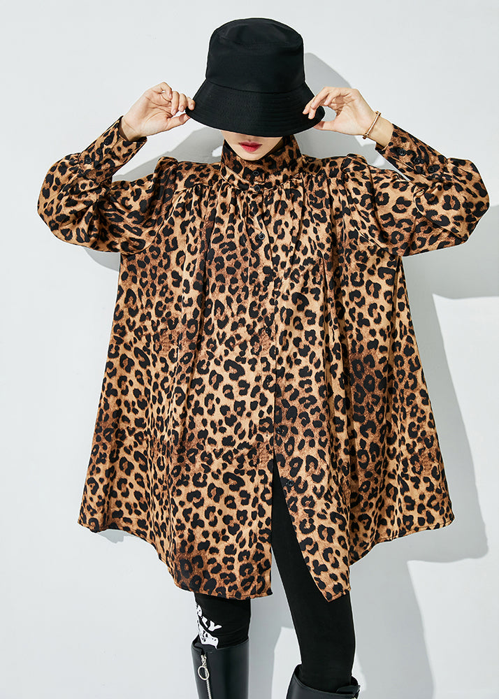 VCSHOES Original Design Oversized Leopard Print Blouses Spring