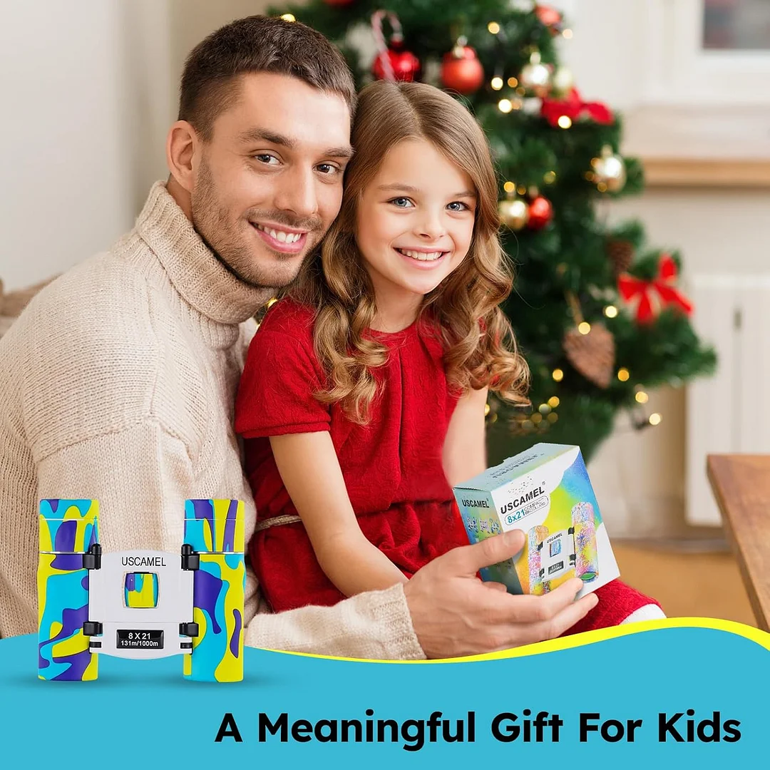 Compact Binoculars for Kids and Adults, 8&times;21 Mini Binoculars - Ideal for Bird Watching, Travel, and Hunting (Camouflage yellow blue)
