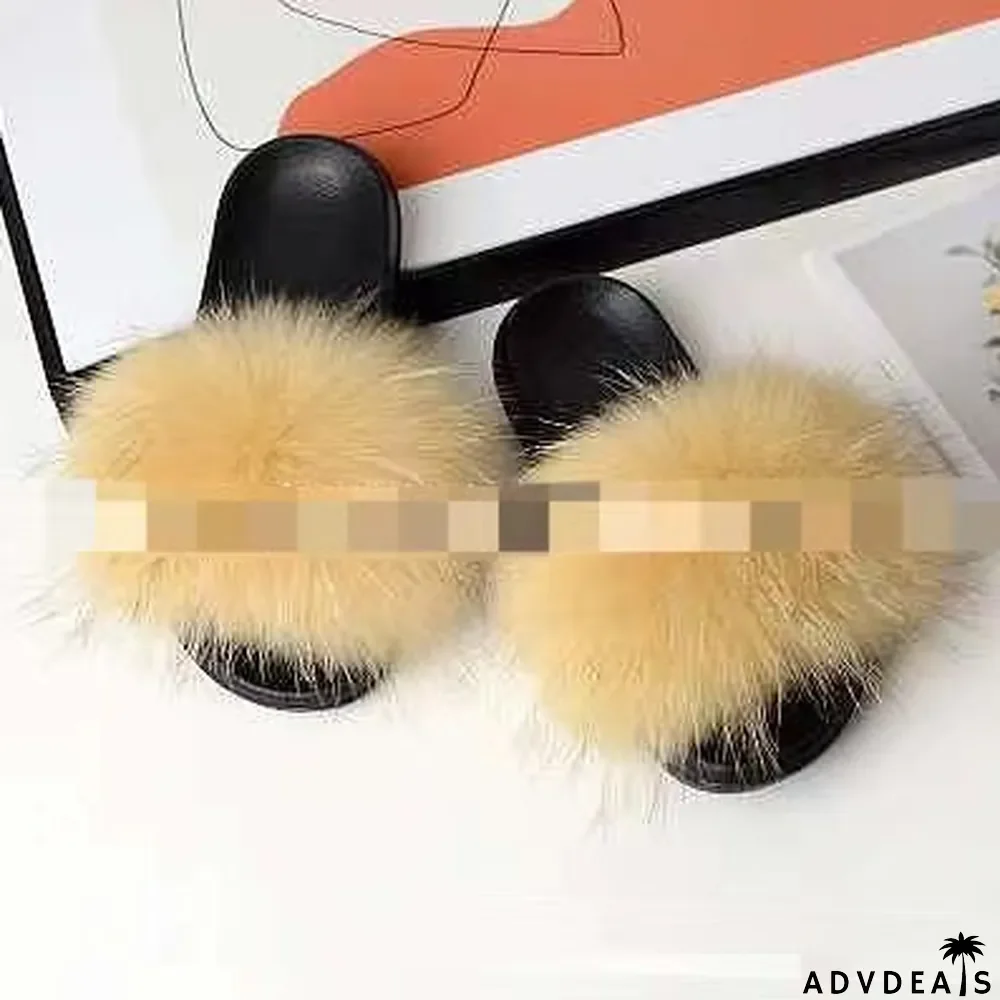 Furry Slippers Flat Half-drag Slippers