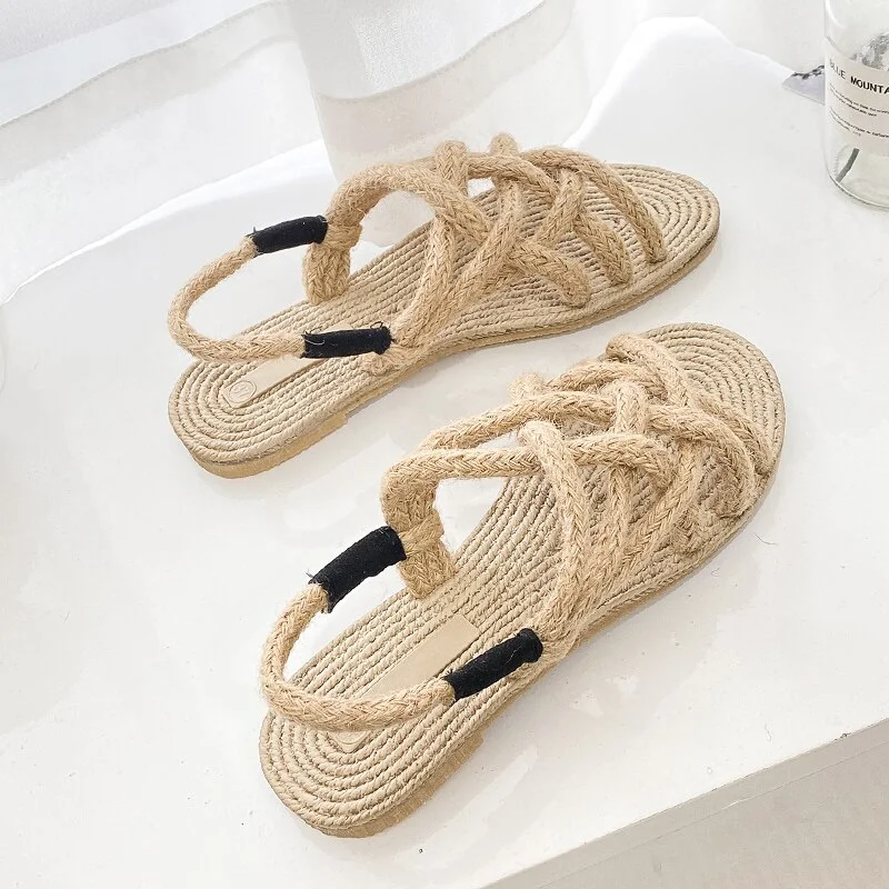 Qengg Sandals Woman Shoes Braided Rope with Traditional Casual Style and Simple Creativity Fashion Sandals Women Summer Shoes