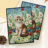 Flower Cat 5D DIY Diamond Art Painting Notebook Kit 50 Pages A5 Rhinestone Art Painting Notebook Kit for Adults Beginners Holiday Birthday Gift