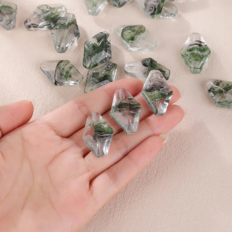 10 PCS/Package Hole 1~1.9mm Glass Round Water Droplets Rhombus Pendant Beads